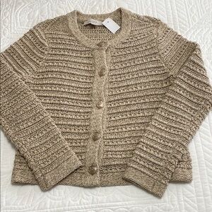 LOFT Women's Tan button front Sweater